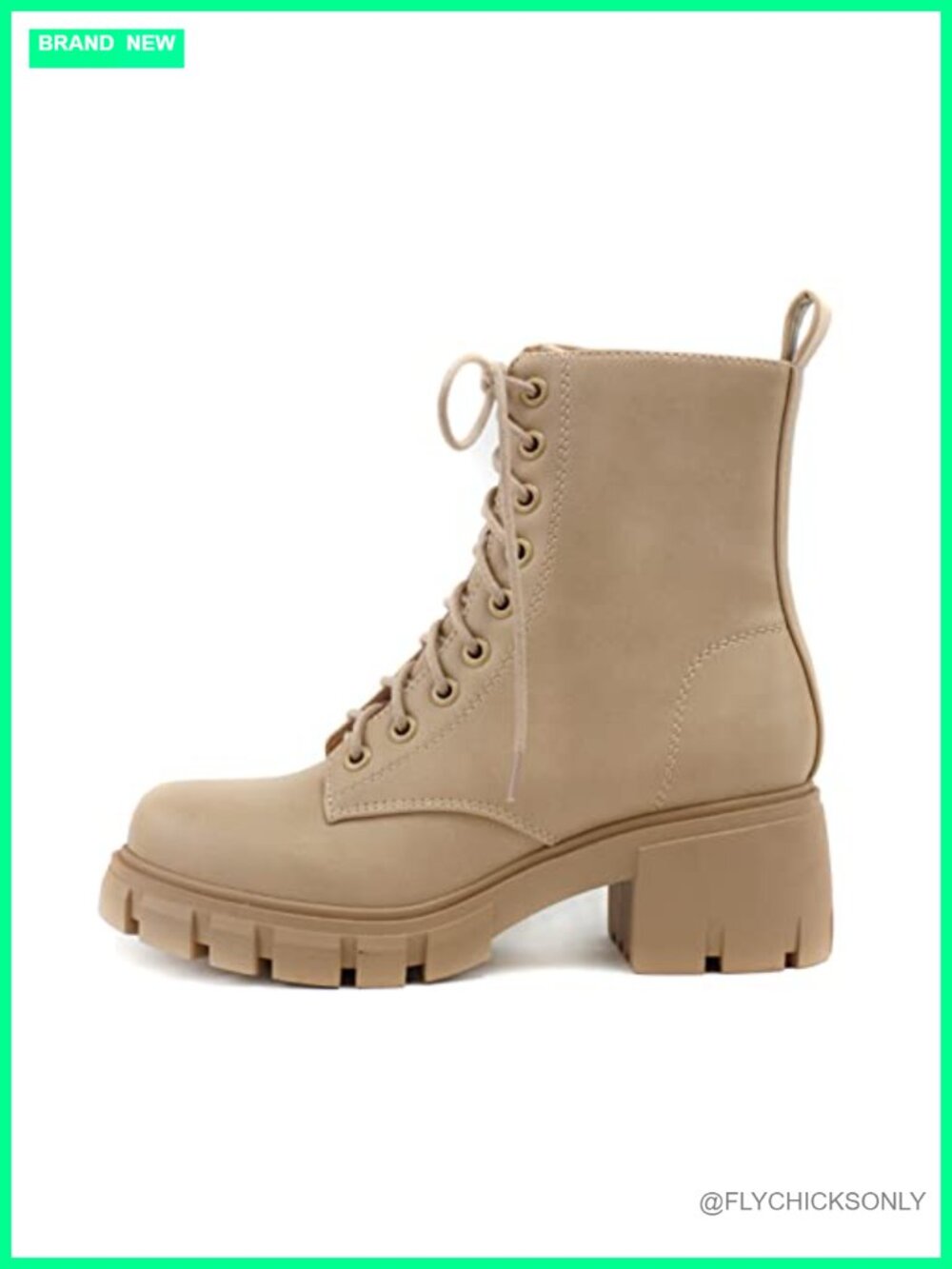 Combat Ankle Bootie w/ Lug Sole & Side Zipper Lace Up